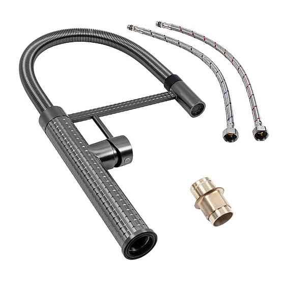 VAS2 гнучкий змішувач з тримачем VALESO (чорний гусак, PVD чорний корпус) Коломыя