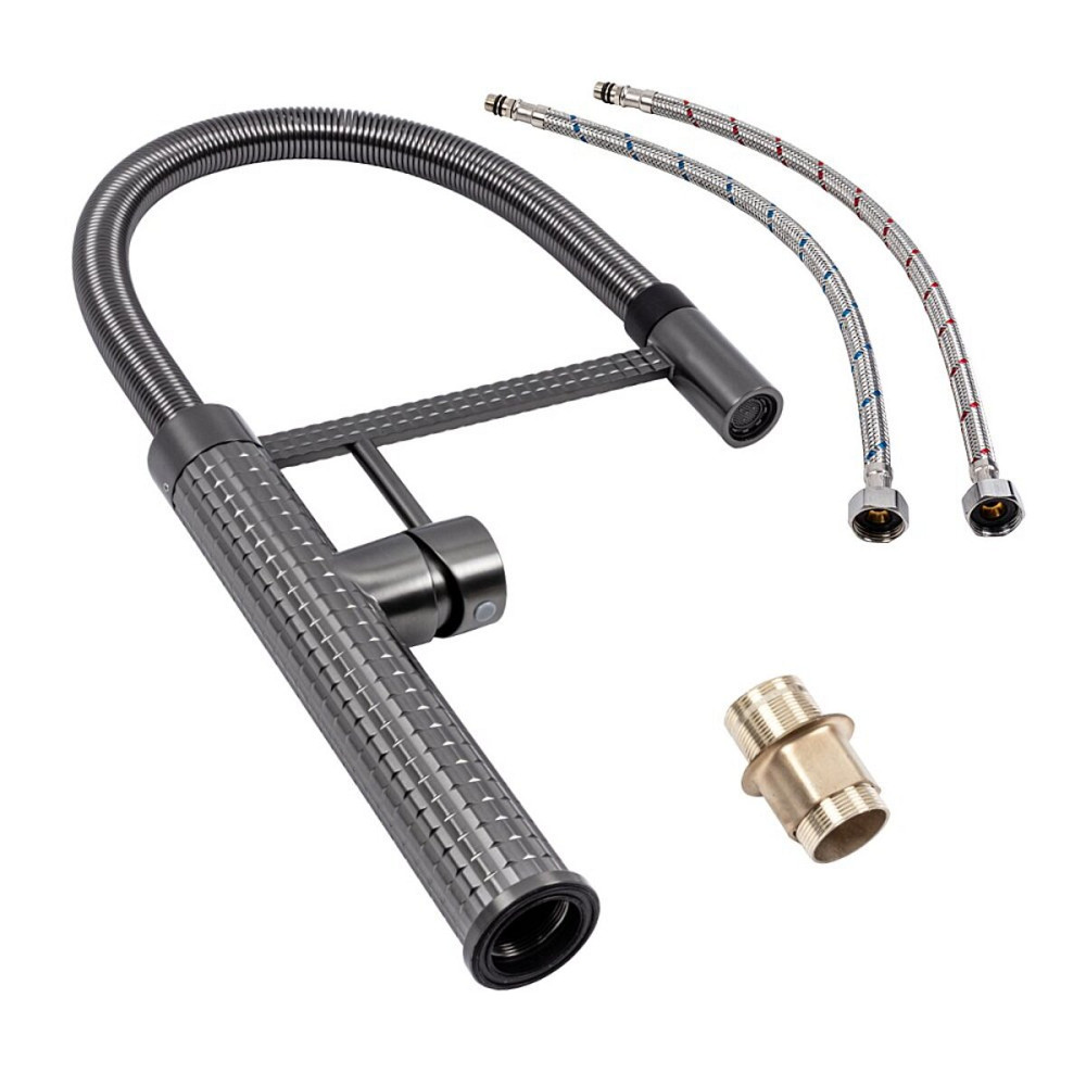 VAS2 гнучкий змішувач з тримачем VALESO (чорний гусак, PVD чорний корпус) Коломия - фото 2