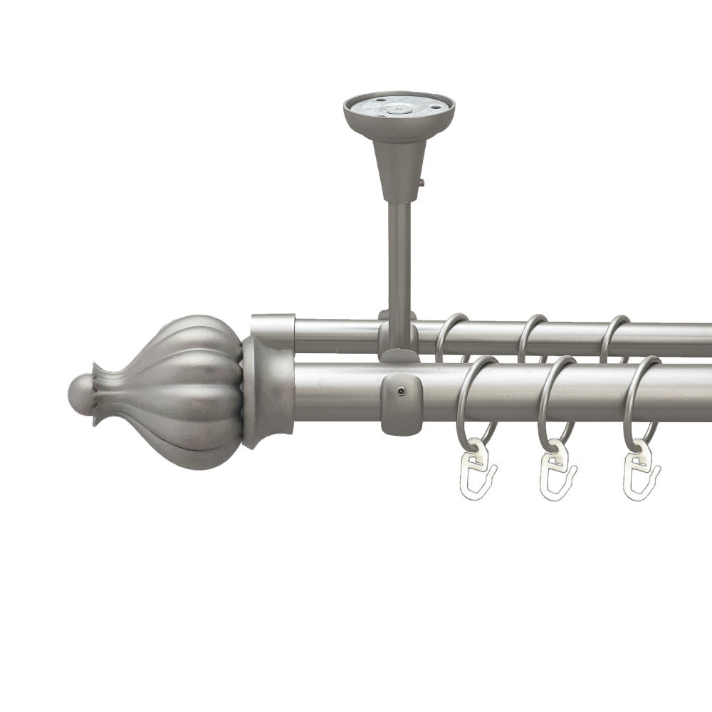 Карниз Orvit Таджа металевий дворядний відкритий до стелі гладка труба кільце металеве Сатин 25\16 мм 200 см Львов - изображение 1