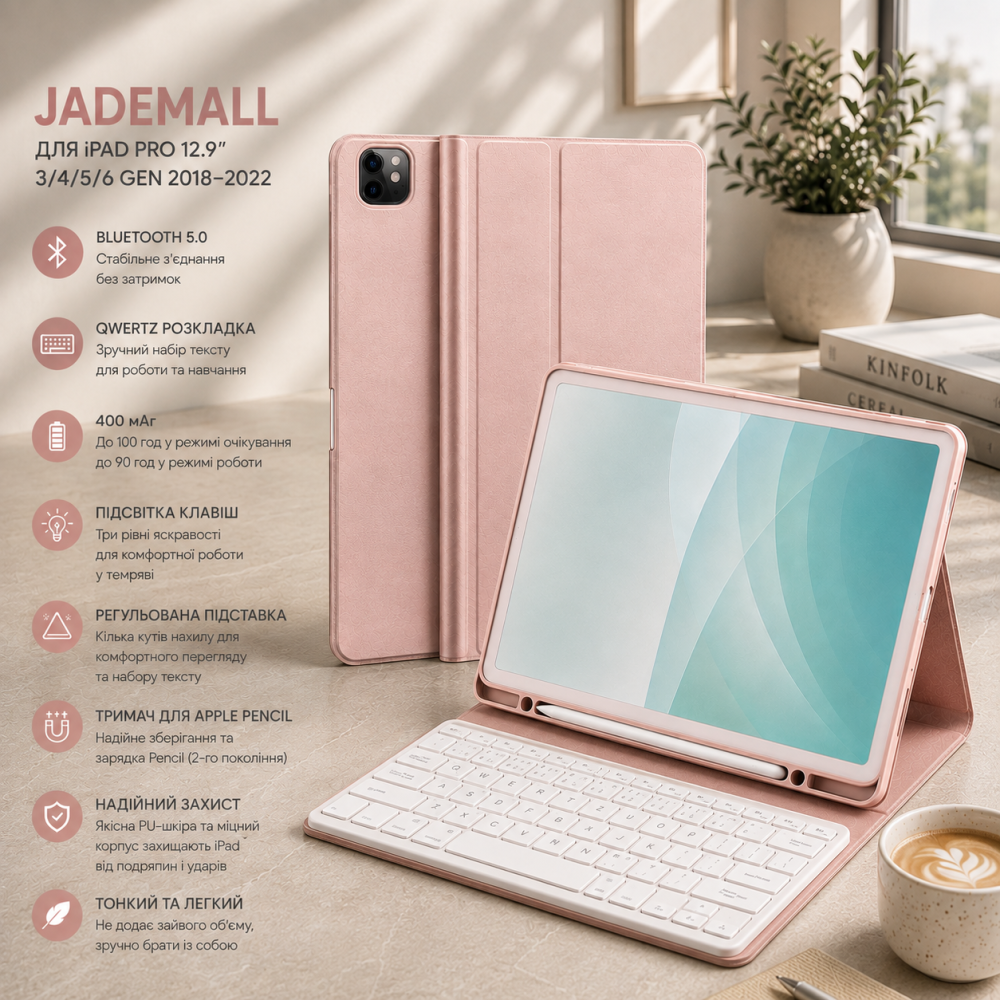 Чехол-клавиатура JADEMALL для iPad Pro 12.9