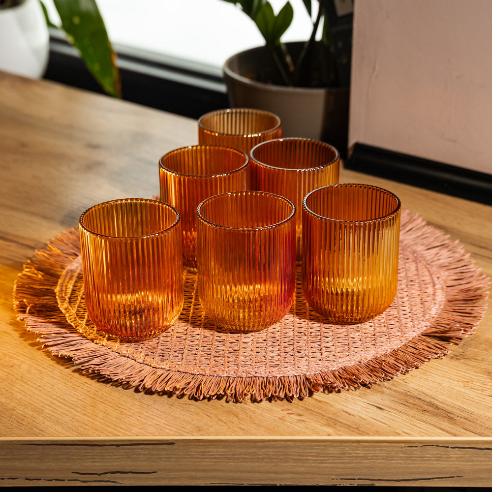 Набір скляних стаканів 6 штук 250 мл універсальних Коричневий Yiwu HP-19-196 Київ - фото 3