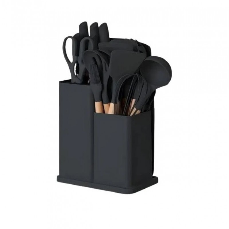 Набор кухонных принадлежностей UN-1872 19 предметов из нержавеющей стали и силикона, с подставкой, эргономика. Одесса - изображение 2