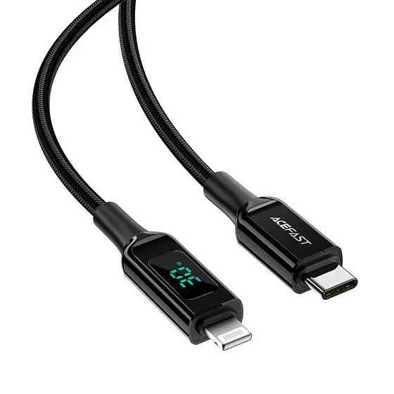 Кабель ACEFAST C6-01 Type-C to iP, 3A, 30W, 1.2m, nylon, zinc connectors, Black Київ