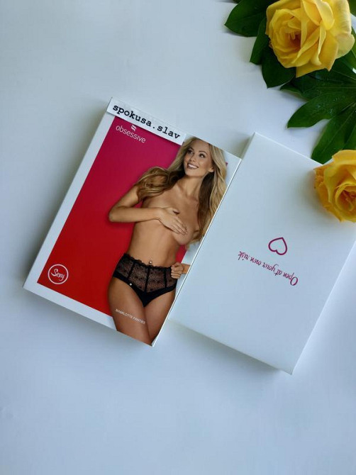 Очень сексуальные высокие трусики-стринги obsessive Sharlotte S-M nero Славута - изображение 1