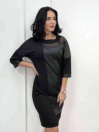 Плаття з екошкіри з сітчастим декором "Courtney" оптом | Норма Київ