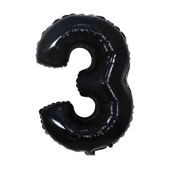 Шарик цифра 3 фольгированная 32 дюйма черный Киев