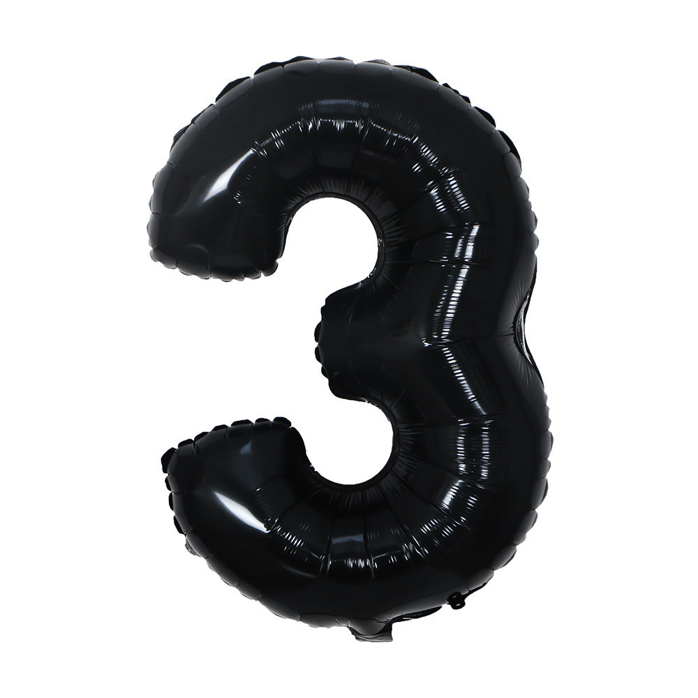Шарик цифра 3 фольгированная 32 дюйма черный Киев - изображение 1