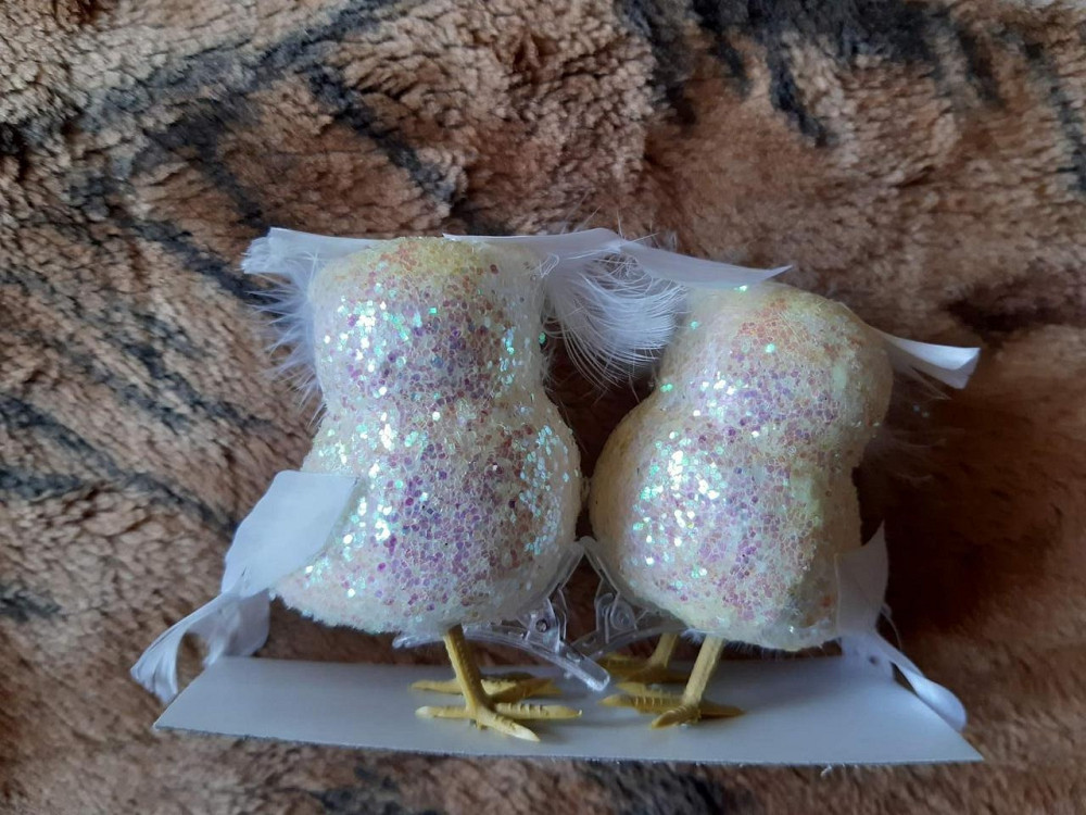 Ялинкові прикраси Сови 2 штуки 7 на 5 см айворі Київ - фото 2