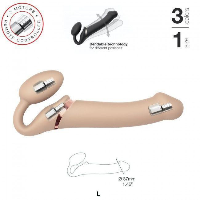 Безремінний страпон з вібрацією Strap-On-Me Vibrating Flesh L, діаметр 3,7 см, пульт ДК, регульовани Sex Aura Київ - фото 3