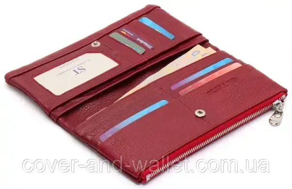 Тонкий пудровий жіночий гаманець купюрник із шкіри ST 009 Київ - фото 3