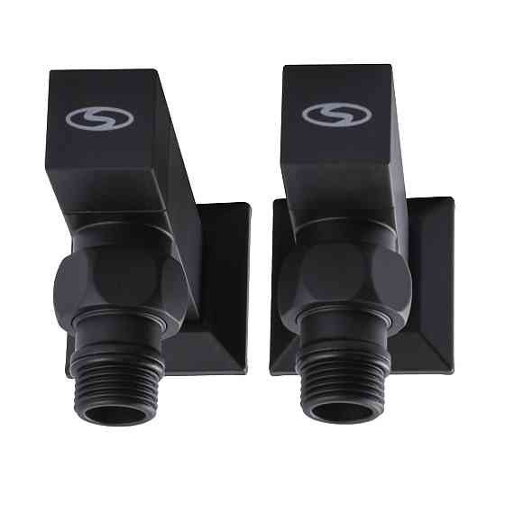 Набір Кран напівоборотний кутовий з американкою SOLOMON LUX 1/2″ CUBE BLACK 8888 (1уп) (000021912) Київ