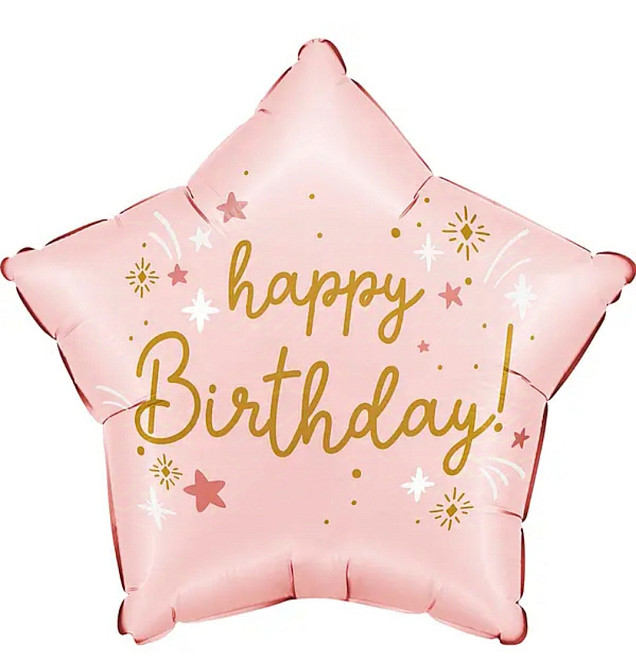 Фольгированный шар happy birthday звезда розовая 18