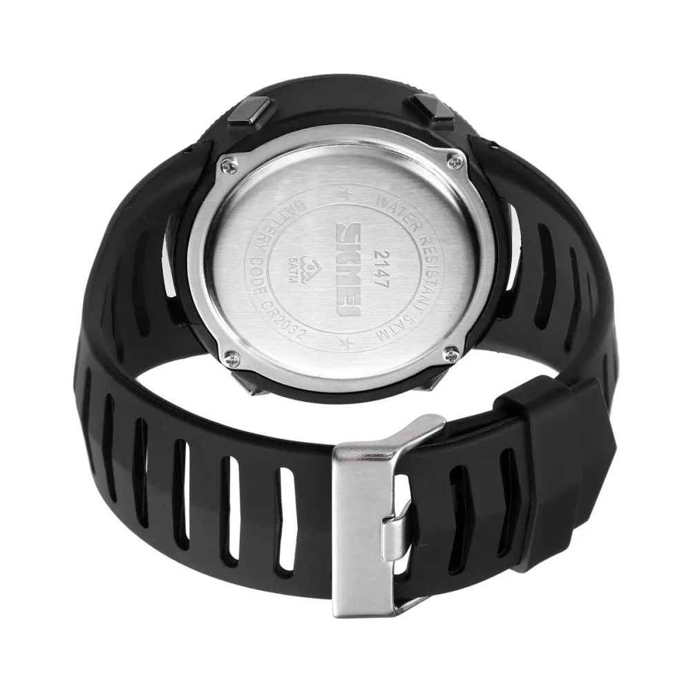 Часы мужские спортивные с компасом Skmei 2147 Compass (Черные с белым циферблатом) Винница - изображение 6