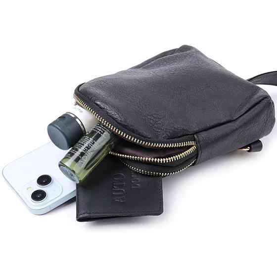 Невелика жіноча сумка через плече на два відділення з екошкіри Чорний (Vintage) Київ