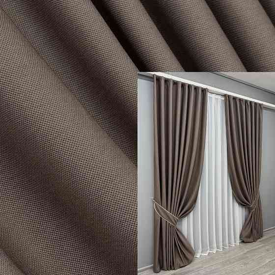 Комплект готових штор VR-Textil Рогожка TERRA LUXE № 1855ш Коричневий 200х290 см 2 шт (32-189) Київ