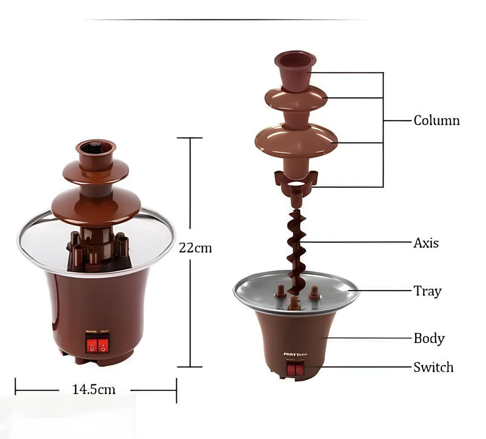 Шоколадний фонтан для фондю Chocolate Fountain, фондюшниця. Фондюшниця у вигляді фонтану Київ - фото 3