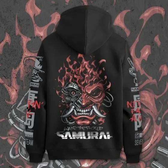 Худи мужское с принтом Cyber Punk Wake up Samurai Размер 48 Anime1208 Днепр