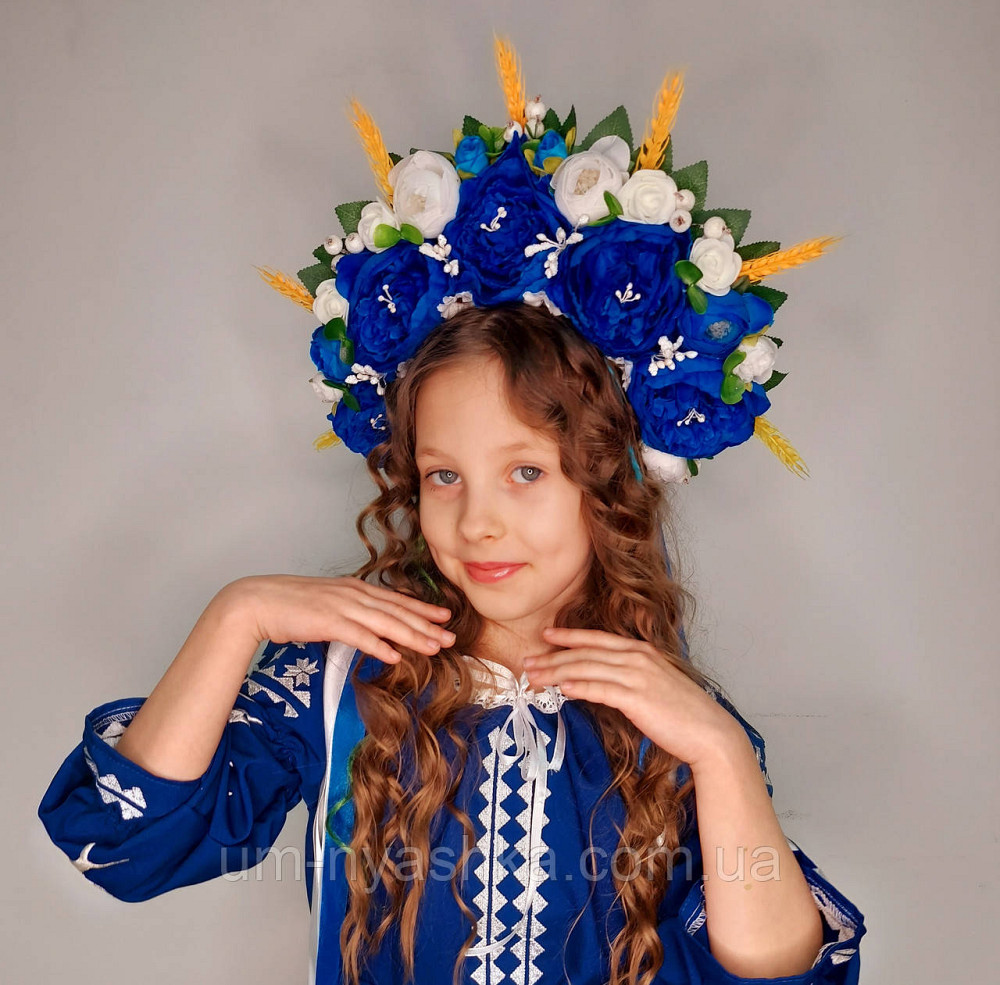 Віночок ободок з квітами "Сценічний з колосками та стрічками" Кривий Ріг - фото 1