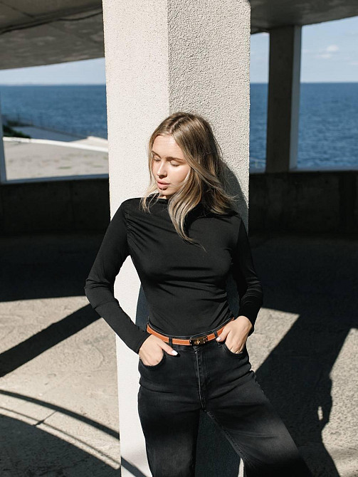 Женский базовый боди с драпировкой микро дайвинг Черный, 46/48 Одесса - изображение 6