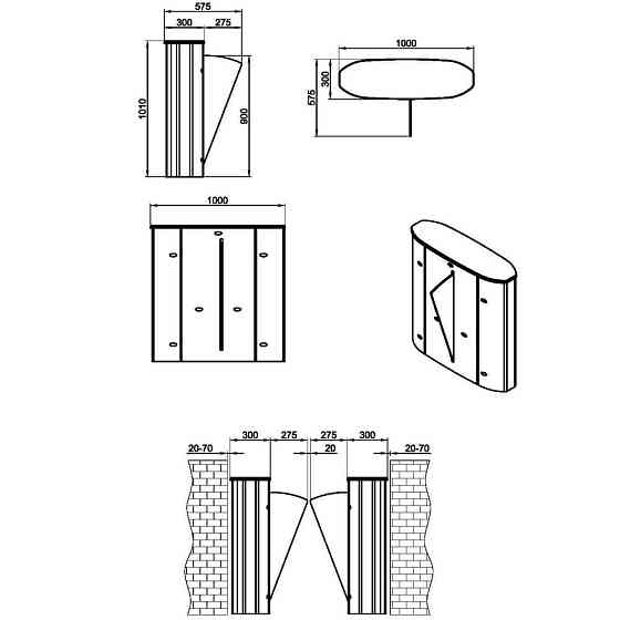 Швидкісний турнікет Came HG 02 GL-S з однією розсувною стулкою Киев