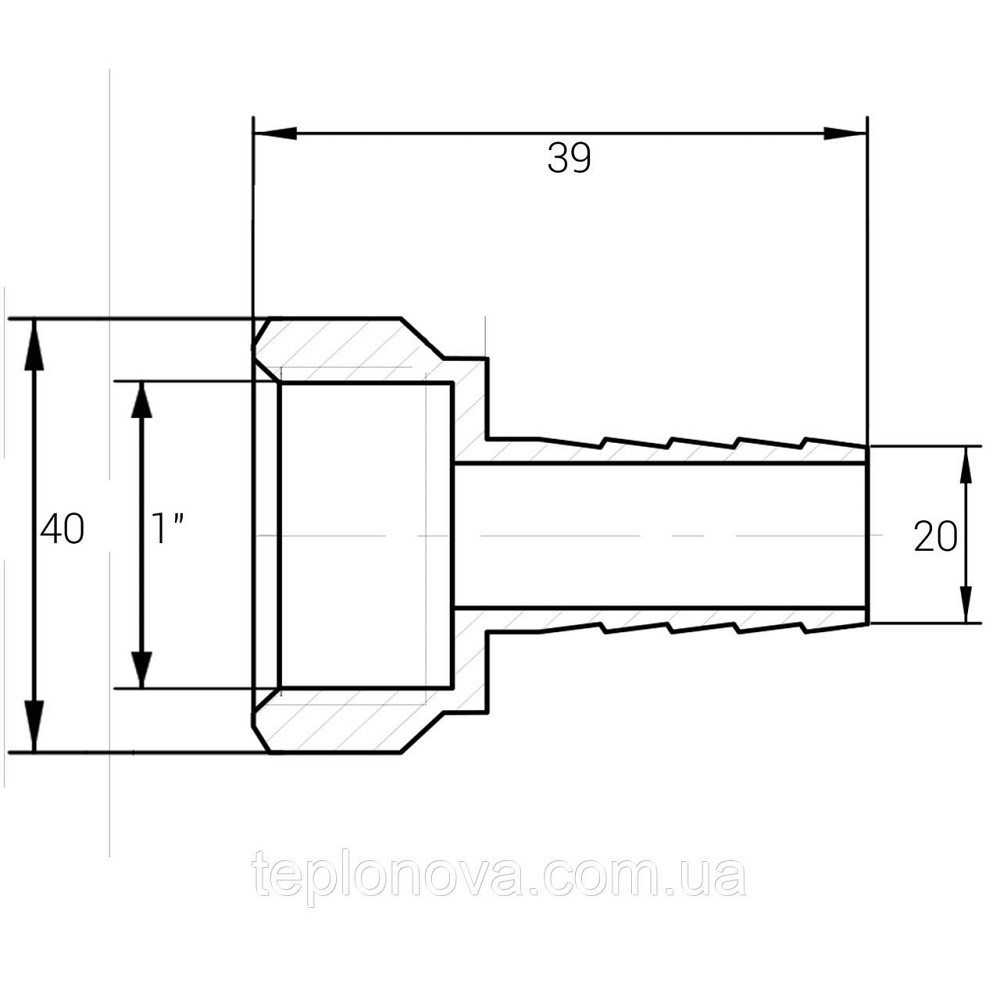 Штуцер 1" В 20 мм нікельований NU5J1S OPTIMUM Чернівці - фото 3
