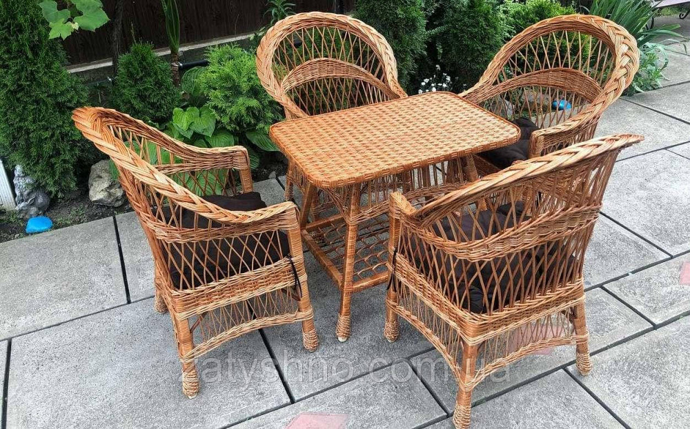 Комплект плетеной мебели 4  кресла и стол Киев - изображение 5