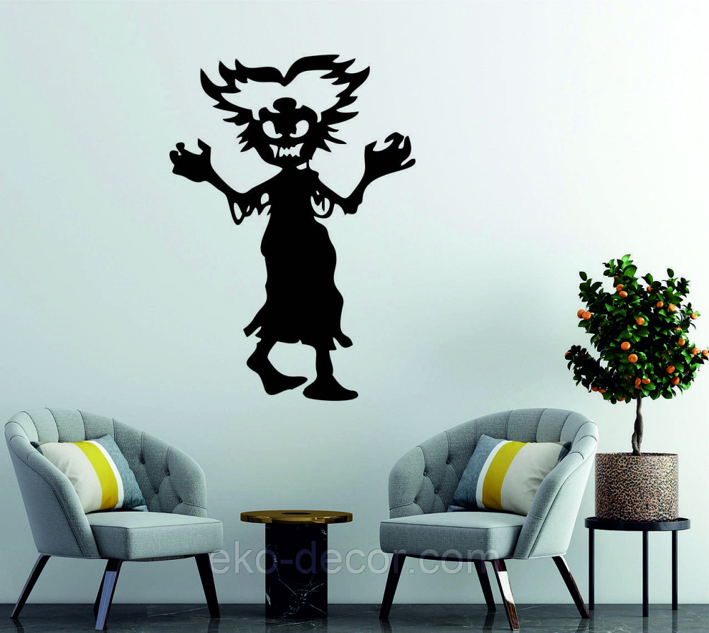 Декоративне настінне Панно «Сілует дітей. Гелловін», Декор на стіну 90*63 см, Чорний Київ - фото 2