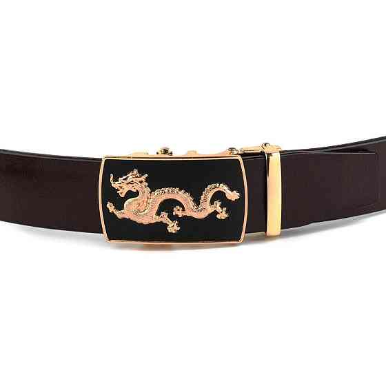 Ремень мужской золотой дракон Коричневый (Vintage) Киев