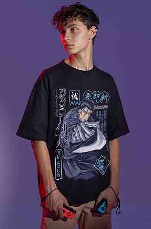 Футболка для мальчика аниме Руроуни Кенсхин Самураи Кс оверсайз (рост от 165 до 180 ) Черний AnimeJ1192m Днепр