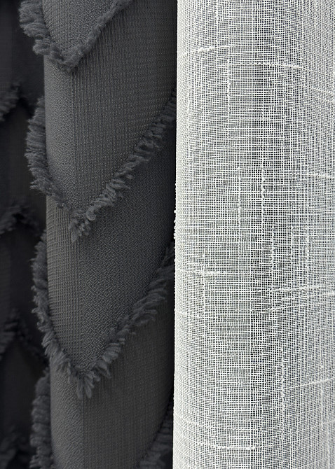 Комплект штор VR-Textil Лен Букле 150х270 2шт и Тюль 500х270 1810ш-115т Графитовый с белым 71-038/4 Киев - изображение 7