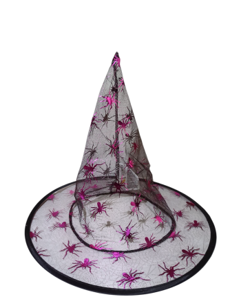 Детская шляпа Ведьмы прозрачная паутинка с пауками для Хэллоуина one size розовый Киев