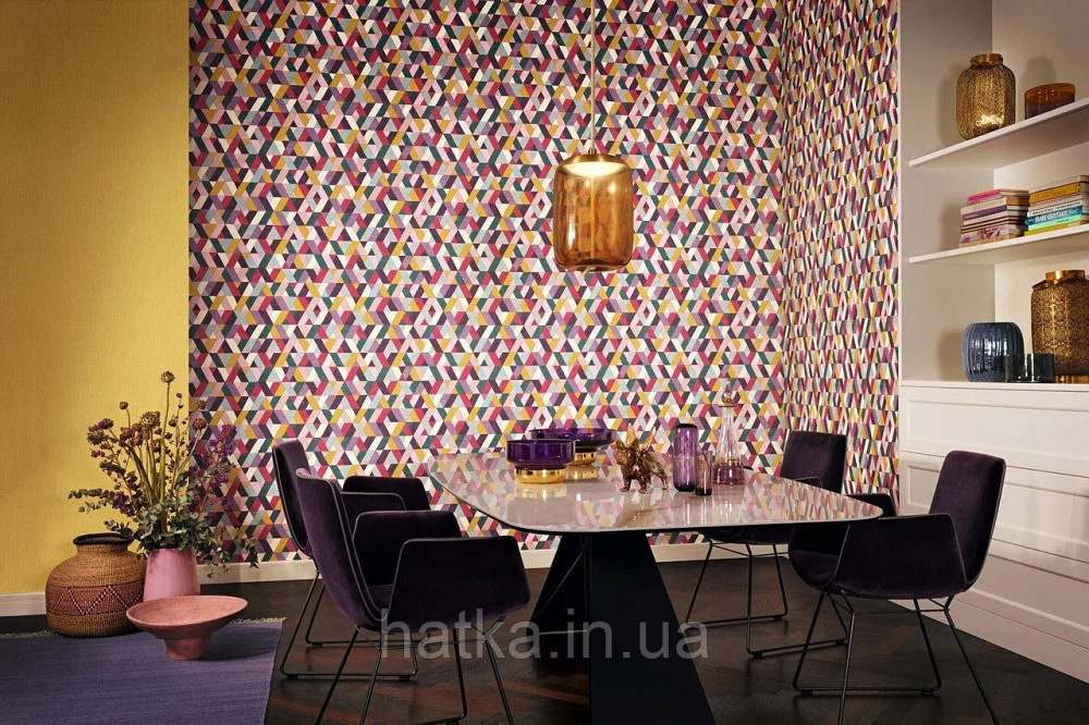 Шпалери метрові вінілові на флізеліні Rasch Clas геометрія фігури смуги бузкові рожеві Київ - фото 2