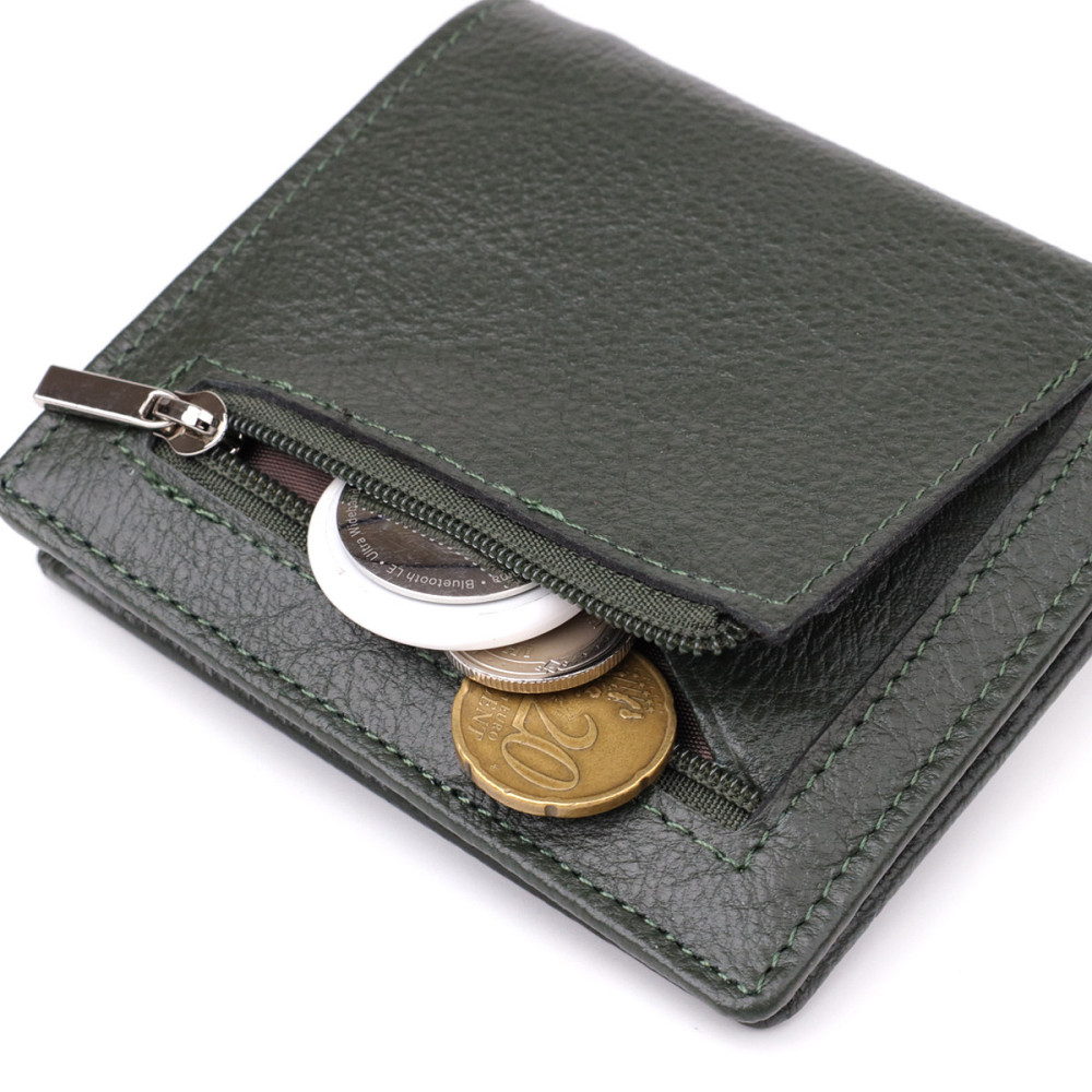 Жіночий гаманець на магніті з натуральної шкіри ST Leather 23093 Зелений Київ - фото 7