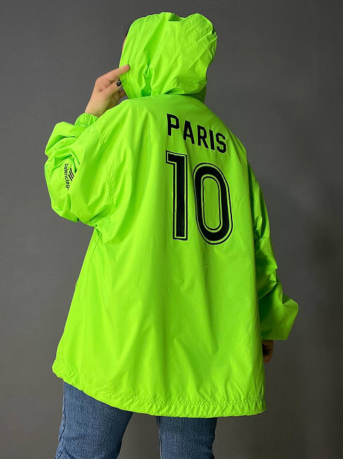 Куртка жіноча Lady Yep 9096 вітрівка оверсайз подовжена з капюшоном і написами, зелений, one size Київ - фото 12