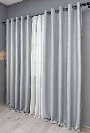 Комплект штор на люверсах VR-Textil Блекаут двосторонній Scandi № 1899ш Сіро-блакитний 150х250 см 2 шт (37-0306) Київ