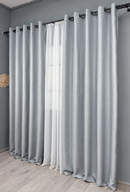 Комплект штор на люверсах VR-Textil Блекаут двосторонній Scandi № 1899ш Сіро-блакитний 150х250 см 2 шт (37-0306) Київ - фото 4