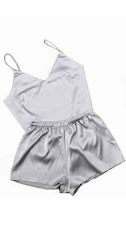 Піжама жіноча шовкова із шортами Сірий 4XL Харків