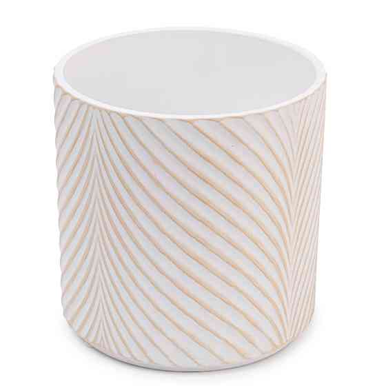 elemi Кашпо для квітів керамічне elemi "Листок" (білий + бежевий) 13" круглий 1,3 л Коломыя