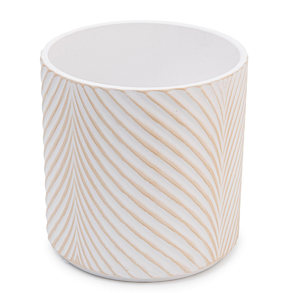 elemi Кашпо для квітів керамічне elemi "Листок" (білий + бежевий) 13" круглий 1,3 л Коломыя - изображение 4