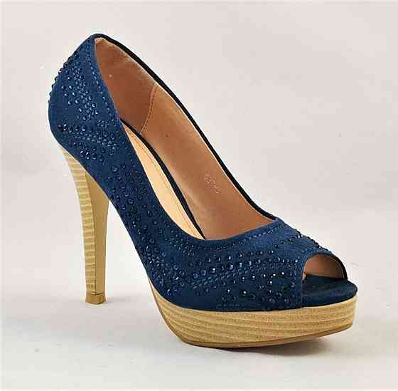 Жіночі Сині Туфлі на Каблуку Шпильке Замшеві Модельні (розміри: 36,37,38,39,40) — 37-3 Дніпро