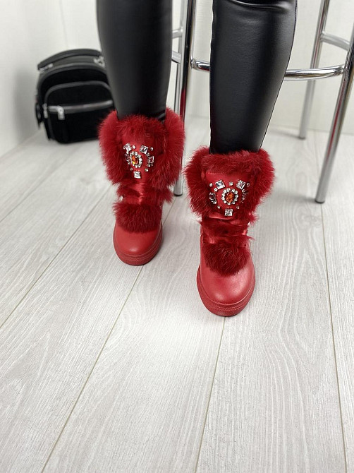 Violeta Черевики жіночі Violeta червоні еко-шкіра зима висота 15.5см розмір 36 (1135) Коломыя - изображение 8