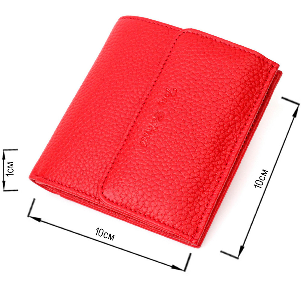 Яскравий жіночий гаманець із місткою монетницею на кнопці з натуральної шкіри Червоний (Tony Bellucci) Київ - фото 7