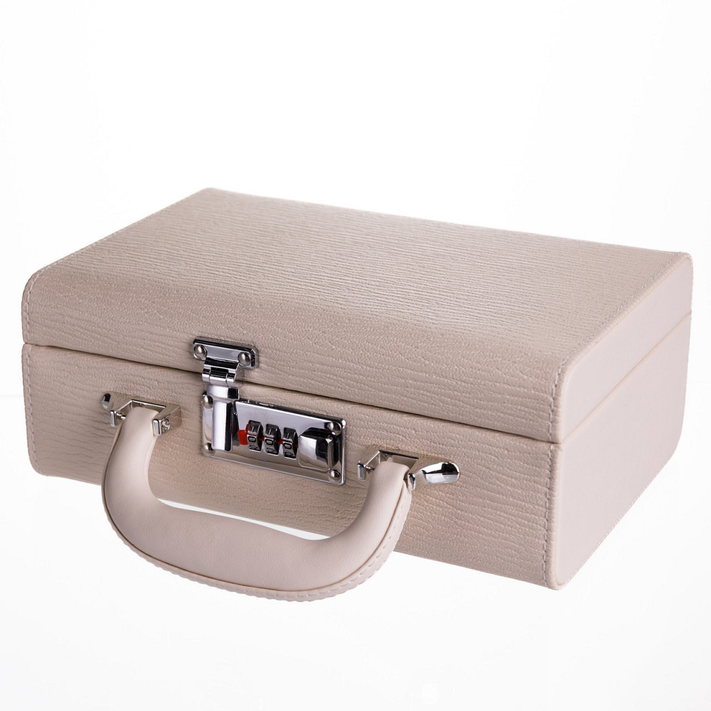 Скринька для прикрас з еко шкіри 2 яруси з кодовим замком Бежевий HP-5-24BE Київ - фото 2