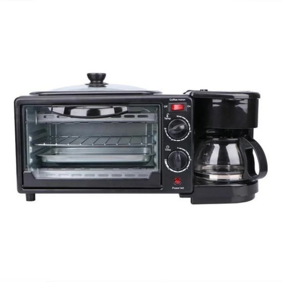 Многофункциональная кухонная машина 3в1 Domotec MS-5308B (мини-печь, гриль, кофеварка), черная Одесса
