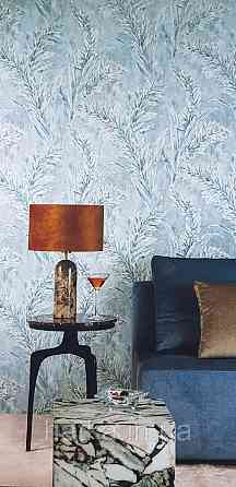 Шпалери вінілові на флізеліні Grandeco Anita1,06х10 гілки листя структурне синьо-зелене Київ
