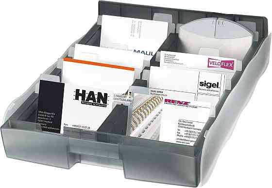 Коробка для визиток HAN VIP XXL на 2200 шт з 8 підкладками та направляючими прозоро-сіра Киев