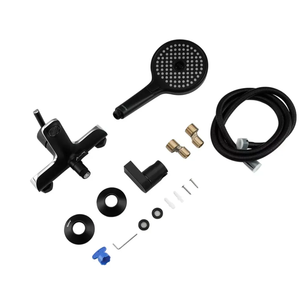 Смеситель для ванны с душевым гарнитуром Gappo G3203-6 черный/хром Киев - изображение 6