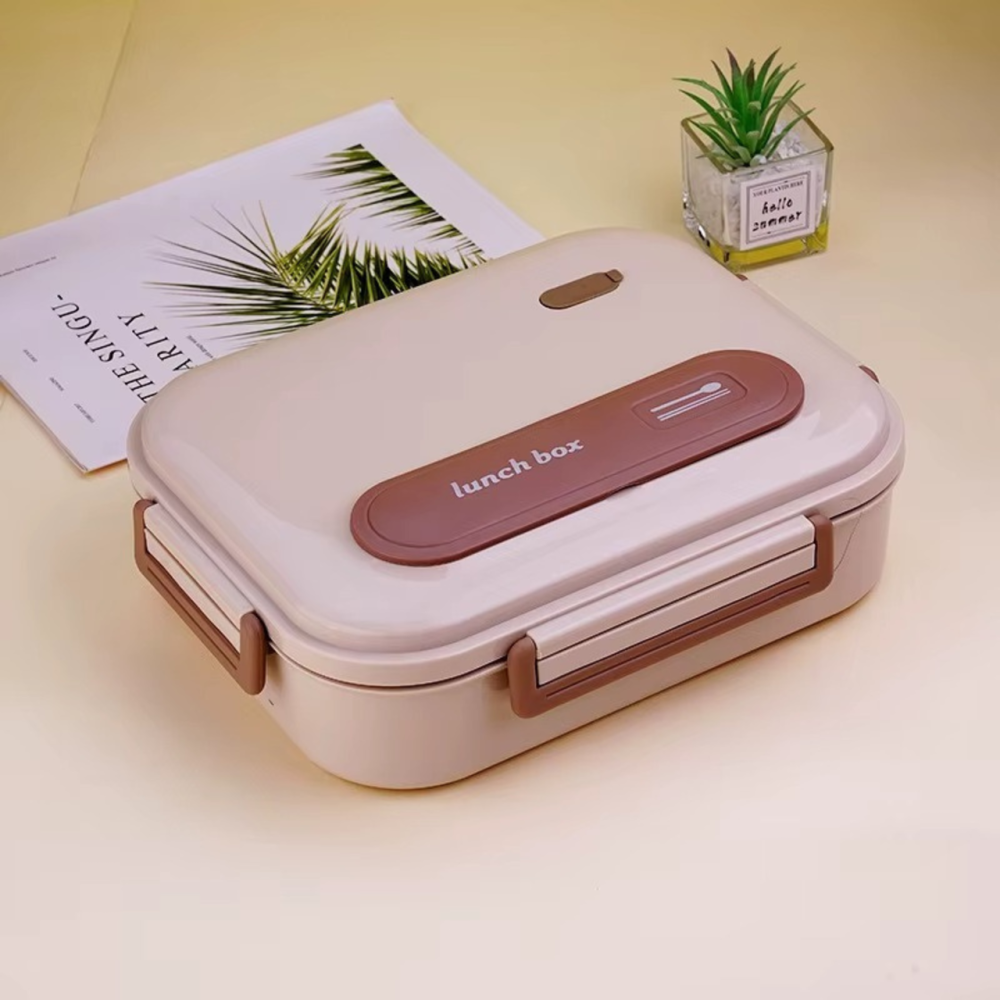 Ланч-бокс для горячей и холодной еды с контейнером из нержавеющей стали,столовыми приборами и ёмкостью для супа, бежевый Каменец-Подольский - изображение 3