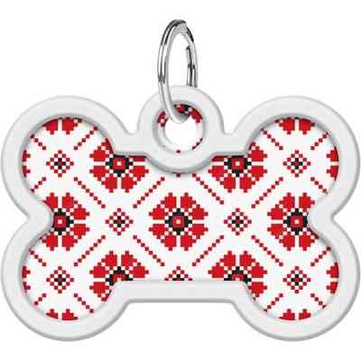 Адресник для животных WAUDOG Smart ID с QR паспортом "Вышиванка", кость 40х28 мм (231-4033) Винница