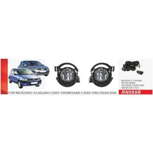 Дополнительные фары Renault Logan 2005, Scenic II, Laguna II, Megane II, RN099B, H11-12V55W с электропроводкой Харьков - изображение 1